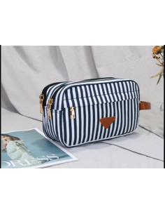 Striped Canvas Travel Toiletry Bag