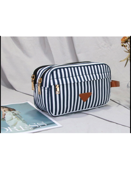 Striped Canvas Travel Toiletry Bag