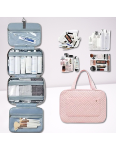 Pink Quilted Hanging Toiletry Bag